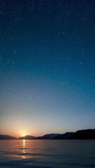 Wall Mural - a a movement of stars in the night sky with the view of mountains.