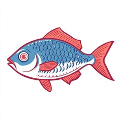 Poster - Vibrant fish swimming against white background