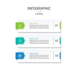 Fototapete - Business infographic template. 3 Step timeline journey. Process diagram, Infographic elements vector illustration.