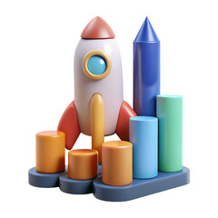 Poster - scalable startup with rocket and bar chart thrusters