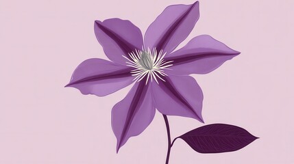 Poster - Purple flower with dark veins on plain background, serene mood