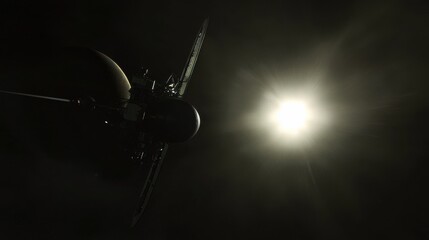 Poster - Spacecraft traveling through vast outer space with planet backdrop
