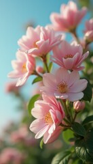 Poster - Numerous pink flowers blooming in peaceful garden during daytime