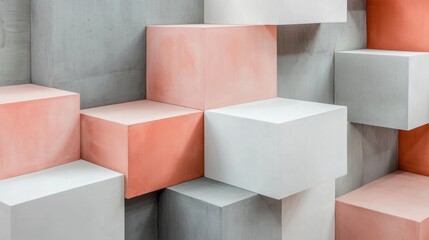 Aufkleber - Colorful geometric cubes arrangement in modern studio