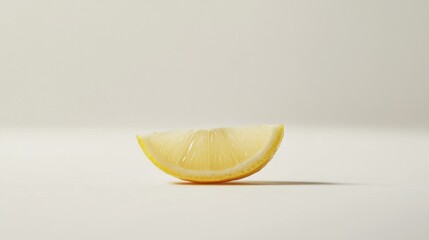 Poster - Lemon slice on white background, simple and bright