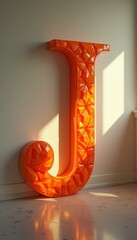 Aufkleber - Orange letter J in bright modern room near window