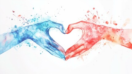 Aufkleber - Hands forming heart shape on white background, symbolizing love