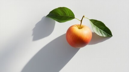 Fototapete - Leaf resting on white surface in calm indoor setting