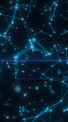 Poster - Abstract digital network with glowing blue points and connecting lines on a dark background