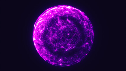 Poster - Bright magenta glowing plasma sphere radiating energy and digital texture