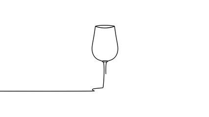 Poster - Empty glass continuous line drawing animated video. Cheers toast symbol animation.