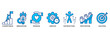 © Joniack - Excellence icon set vector illustration concept relate to business achievement with icon of competence, innovation, passion, service, satisfaction, motivation, achieve, and success