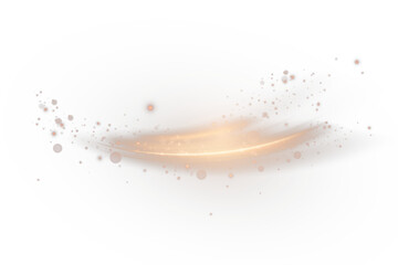 Poster - Soft glowing gold light trail with gentle curve and radiant flare on transparent background. Suggests magical comet motion with smooth energy flow and dreamy glow.	
