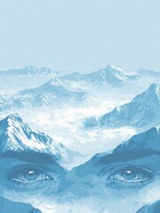 Poster - Focus on Distant Mountains Evokes the Concept of Long Vision and Clarity in the Upper Atmosphere
