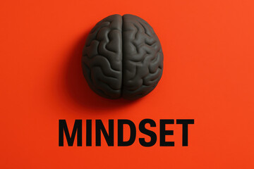 Poster - A strategic mindset shapes innovation and decision-making symbolized by a dark brain on a vivid background