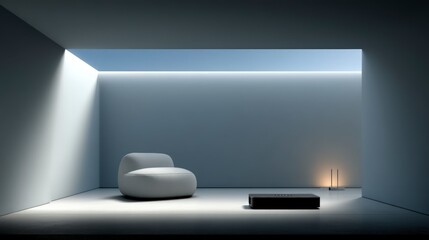 Poster - Modern Minimalist Interior Design  Room  Chair  Table  Lighting  Space