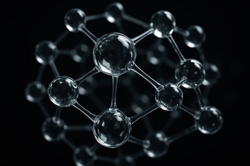 Aufkleber - Innovation and connectivity drive progress as transparent spheres linked by glossy rods symbolize complex interactions and growth