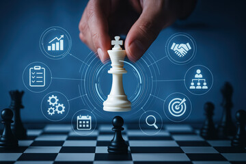 Poster - A strategic move on a chessboard symbolizes leadership and decision-making in a competitive business environment