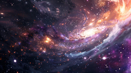 Poster - A mesmerizing view of a vibrant spiral galaxy with swirling clouds of cosmic dust and countless stars shining brightly in the vast expanse of the universe