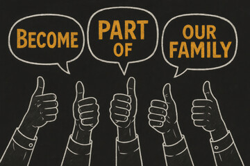 Poster - A sense community and encouragement grows with multiple thumbs-up gestures supporting the invitation to join a team