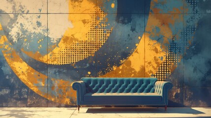 Poster - Psychedelic Swirl Mural, vibrant wallpaper design featuring bold dots and vintage neon colors, creating a dynamic and energetic atmosphere in any space.