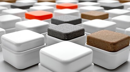 Poster - Abstract Geometric Cubes Pattern  Colorful Blocks  3D Texture  White Background