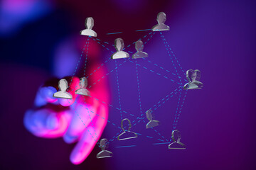 Aufkleber - Abstract image of a network connection showing people interconnected globally.