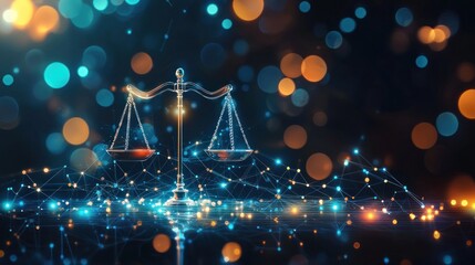 Fototapete - Digital Justice: Scales of Justice in a Networked World
