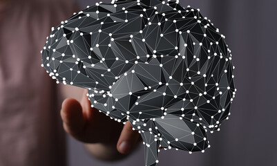 Aufkleber - Digital brain visualization.  AI, neural network, technology concept. Stock photo.