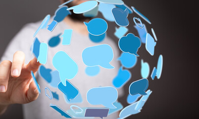Poster - Abstract image depicting global communication and networking concepts. Ideal for social media, technology, and business.