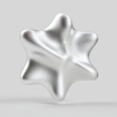 Poster - Shiny Silver 3D Abstract Shape  Swirl  Star  Heart Design Element