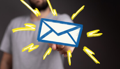 Aufkleber - Quick email, instant messaging, online communication, digital marketing concept.  Modern technology.