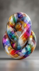 Poster - Abstract Multicolored Ribbon Knot  3D Render  Modern Design  High Resolution Image