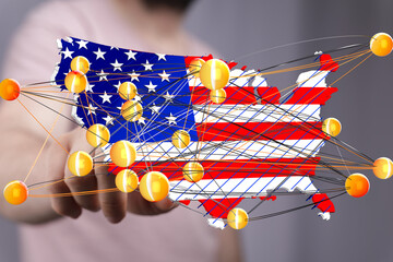 Poster - Visual representation of interconnected data across the United States.  Network, technology, connectivity.