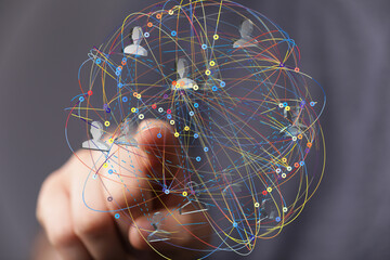 Leinwandbilder - Abstract image of a global network, showing interconnected people and data streams.