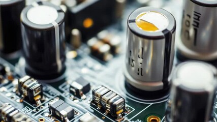Poster - High-resolution image of electronic components on a circuit board.