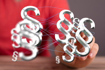 Aufkleber - Abstract image of interconnected paragraph symbols, representing legal networks, collaboration, or legal tech.