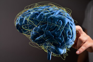 Aufkleber - 3D model of a human brain showing complex neural pathways and connections.