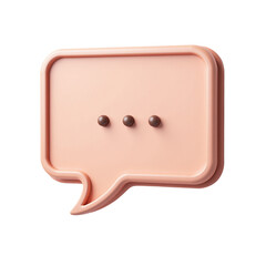 Poster - 3D rendered peach-colored speech bubble with brown dots.  Perfect for websites, apps, and social media. Minimal, modern design.