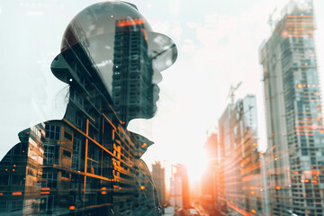 Poster - Close portrait of professional worker generative AI image