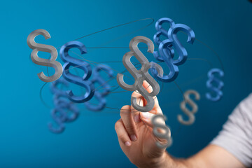 Aufkleber - Abstract image of interconnected paragraph symbols, representing global legal network and collaboration.