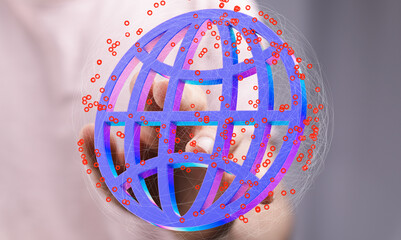 Fototapete - Abstract image of a global network connection, representing data and the digital world.
