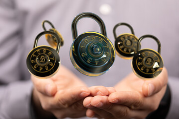 Poster - High-quality image of combination locks, symbolizing data protection and online security.