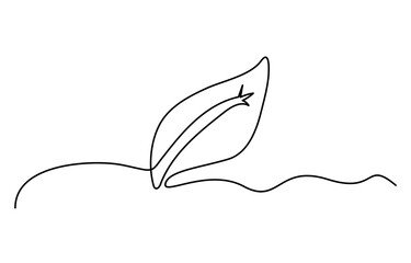 Poster - Hand drawn leaf icon illustration with single line doodle concept vector
