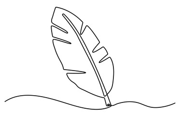 Poster - Hand drawn leaf icon illustration with single line doodle concept vector