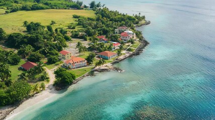 Fototapete - Aerial view of a small island in the middle of the ocean, suitable for use as a background or texture