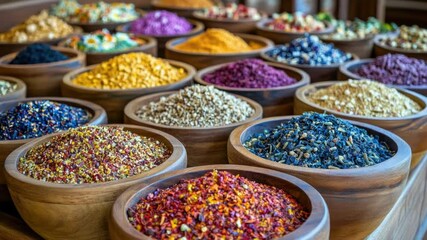 Poster - A collection of bowls filled with various spices