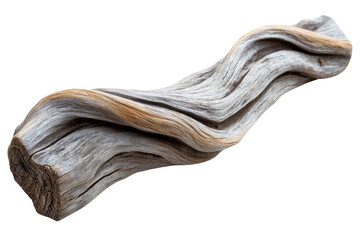 Poster - A weathered, grey and brown piece of driftwood with a wavy, organic form. background removed