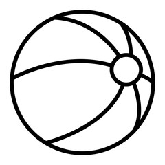 Fototapete - Outline Beach Ball Illustration Simple Black and White Design