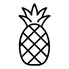 Fototapete - Pineapple Outline Simple Black and White Illustration